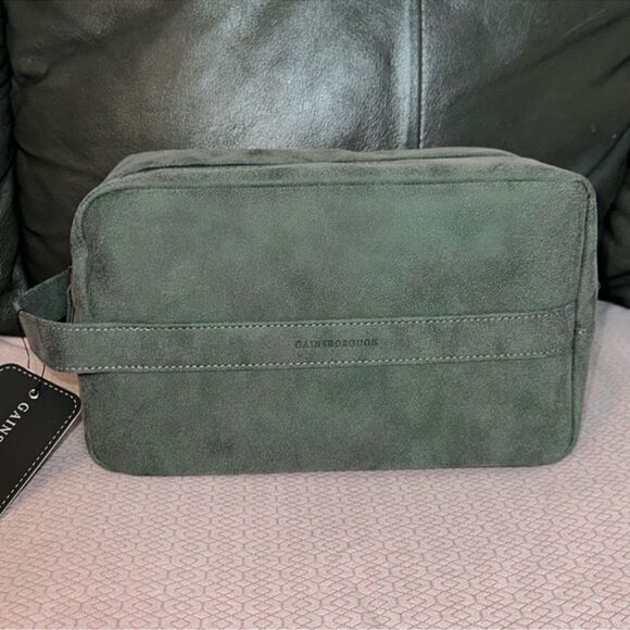 Gainsborough Moth Green Faux Suede Dopp Kit Men’s Travel Toiletry Bag